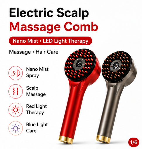 Hair Care Homemade - 4-in-1 전기 두피 마사지 빗 나노