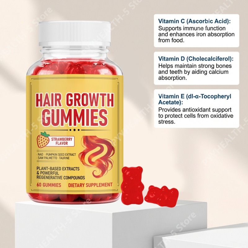 비타민 C, D, E, 엽산, 식물 추출물 함유 헤어  - Hair Care Gummies 리뷰 및 가격
