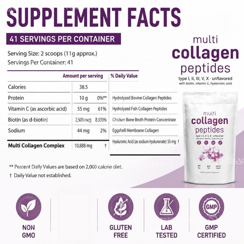 멀티 콜라겐 펩타이드 파우더 타입 I, II, III, - Hair Care Vitamin 리뷰 및 가격